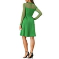 thumbnail image 3 of INSPIRE CHIC Robe Patineuse de Fête pour Femme en Maille Transparente à Manches Transparentes avec Cœurs L Vert, 3 of 6
