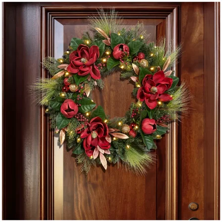 Pre Lit LED Magnolia Wreath 76.2 cm 1785068