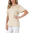 thumbnail image 4 of Summer Tops for Women 2026 Short Sleeve Shirts V Neck Dressy Casual Tunic Tops M Apricot, 4 of 6