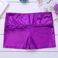 thumbnail image 4 of inlzdz Girls Sparkle Solid High Waist Biker Dance Short Gymnastics Volleyball Tumbling Athletic Shorts Purple 10, 4 of 6
