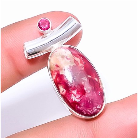 Pink Thulite - Norway 925 Sterling Silver Pendant 1.37" P_9210_55_5, Christmas Gift, Gemstone Silver Jewelry, Thulite Pendant, New Year Sale
