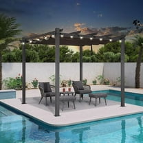 PURPLE LEAF 10' X 10' Outdoor Retractable Pergola with Sun Shade Canopy Patio Metal Shelter for Porch Garden Pavilion Grill Gazebo Yard Modern Gray Pergola