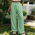 thumbnail image 2 of TZZQ Striped Linen Pants Wide Leg Drawstring Elastic Waist Trousers with Pockets Lightweight Loose Striped Gingham Plaid Lounge Pants Summer Casual Relaxed Fit Beach Vacation Flowy Slacks Green L, 2 of 4