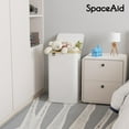 thumbnail image 3 of SpaceAid 110L Laundry Hamper with Lid, Large Tall Clothes Basket Bin, White, 3 of 5