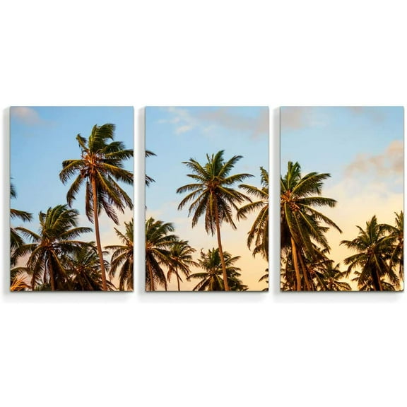 Idea4wall 3 Piece Tropical Canvas Wall Art Palm Tree Canvas Prints Modern Home Wall Decor, 24"x36"