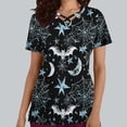 thumbnail image 4 of Tops Cortos para las Mujeres, Halloween Impreso en Cuello en V con Bolsillo, Moda Casual Manga Corta, 4 of 5