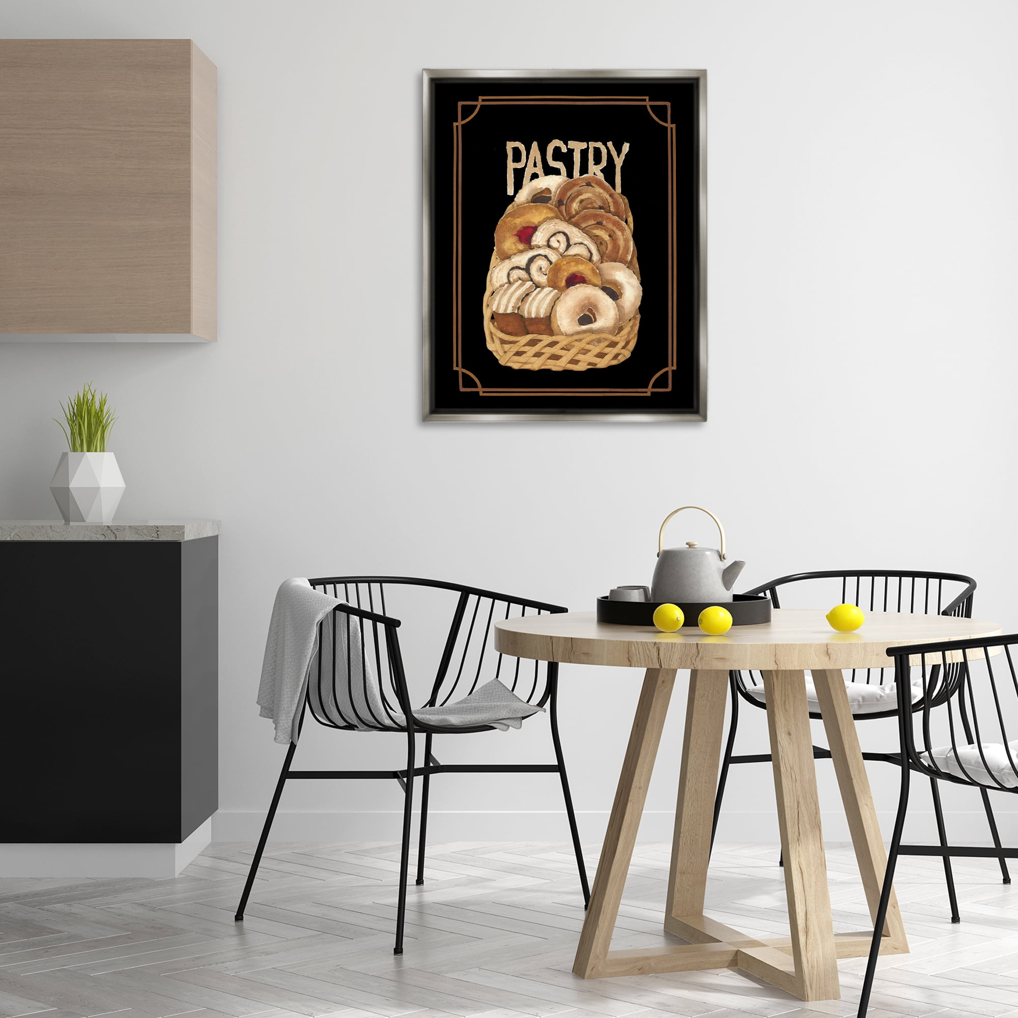 Stupell Industries Traditional Pasty Basket Food & Beverage Painting Gray Floater Framed Art Print Wall Art, 25 x 31