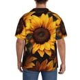 thumbnail image 3 of Fuzoiu Vibrant Sunflower Blooms Print Men's Casual Short,Men's Short Sleeve Shirt,Mens Casual Button Down Shirts,Cuban Collar Summer Shirt for Beach, Vacation, and Outdoor Activities-X-Large, 3 of 5