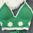 thumbnail image 5 of Hollowed Out Crocheted Beach Bikini Bras Vests for Women Bohemian Knitted Flower Halterneck Backless Crop Top Camisole, 5 of 8