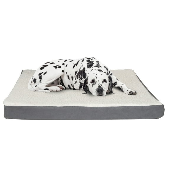 PETMAKER 44x35 Memory Foam Dog Bed with Washable Sherpa Cover (Gray)