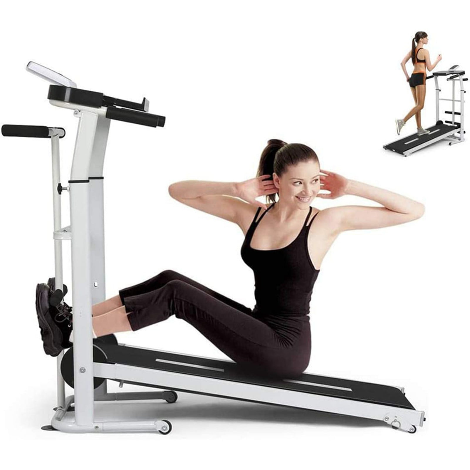 Folding Manual Treadmill Workout Machine Cardio Fitness Exercise Incline Home 