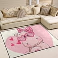 thumbnail image 2 of Dreamtimes Cute Hippo Girl in Sunglasses on Heart Lightweight Carpet Mats, 5'3" x 4' Area Soft Rugs, Floor Mat Rug Home Decoration for Kids Room Living Room, 63"x 48", 2 of 6