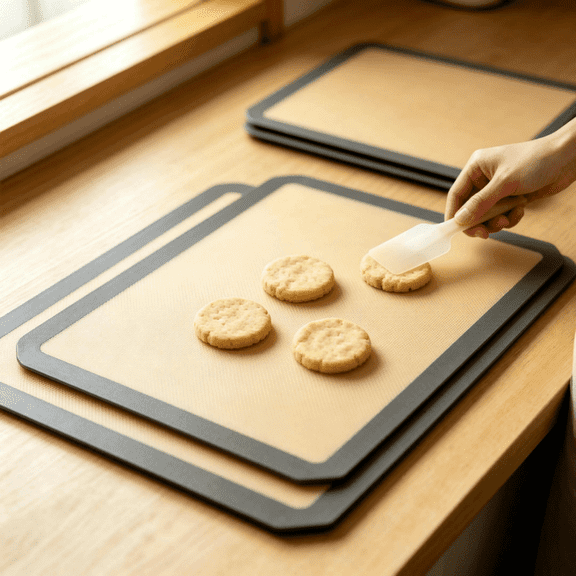 3‑Pack Non‑Stick Silicone Baking Mats, Reusable Food‑Grade Heat‑Resistant Rectangular Bakeware Sheets, Dishwasher Safe Baking Liners for Cookies, Macarons, Bread & Pastry Making