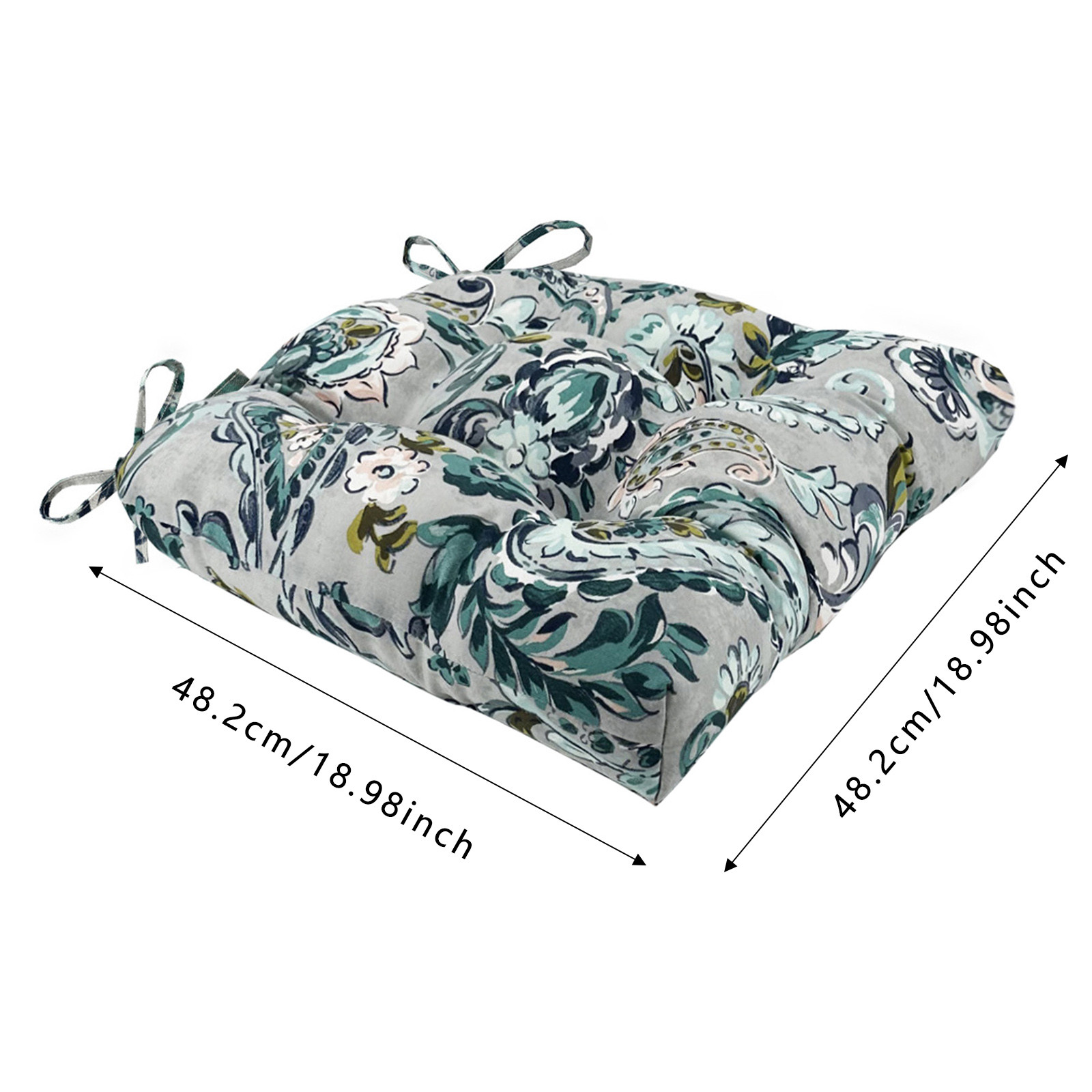Outdoor Chair Cushions Set of 2 with Ties, 19x19 Inch Waterproof Patio Seat Cushions, Tufted High-Density Foam Pads for Garden Furniture, Indoor/Outdoor Use for Patio, Kitchen, Office