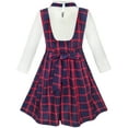 thumbnail image 2 of Robe Fille 2-en-1 Uniforme Scolaire Jupe à Carreaux à Bretelles 8 Ans, 2 of 7