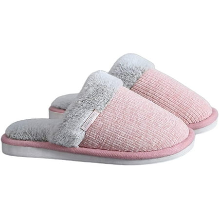 

DanceeMangoo Womens Fuzzy Slippers Comfy Memory Foam House Slipper Warm Plush Outdoor Indoor Anti-Skid Slip On Shoes