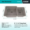 thumbnail image 4 of 32" x 19" Quartz Kitchen Sink, 40/60 Double Bowl Kitchen Sinks, Drop-in Sink,Undermount Sink, Galaxy Concrete Kitchen Sink, Double Sink Kitchen, Grids, Strainer and Flange, Lexicon Platinum LP-4060-C, 4 of 11