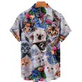 thumbnail image 4 of Camisa hawaiana con estampado 3D completo de gato para hombre, camisetas casuales de manga corta con botones para verano, camisas para hombre, 4 of 5