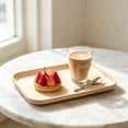 thumbnail image 5 of JHyouerji Imitation Wood Grain Plastic Serving Tray 9x7in Anti Slip Raised Feet Fruit Snack Storage Platter Stackable Kitchen Dinner Tray, 5 of 9