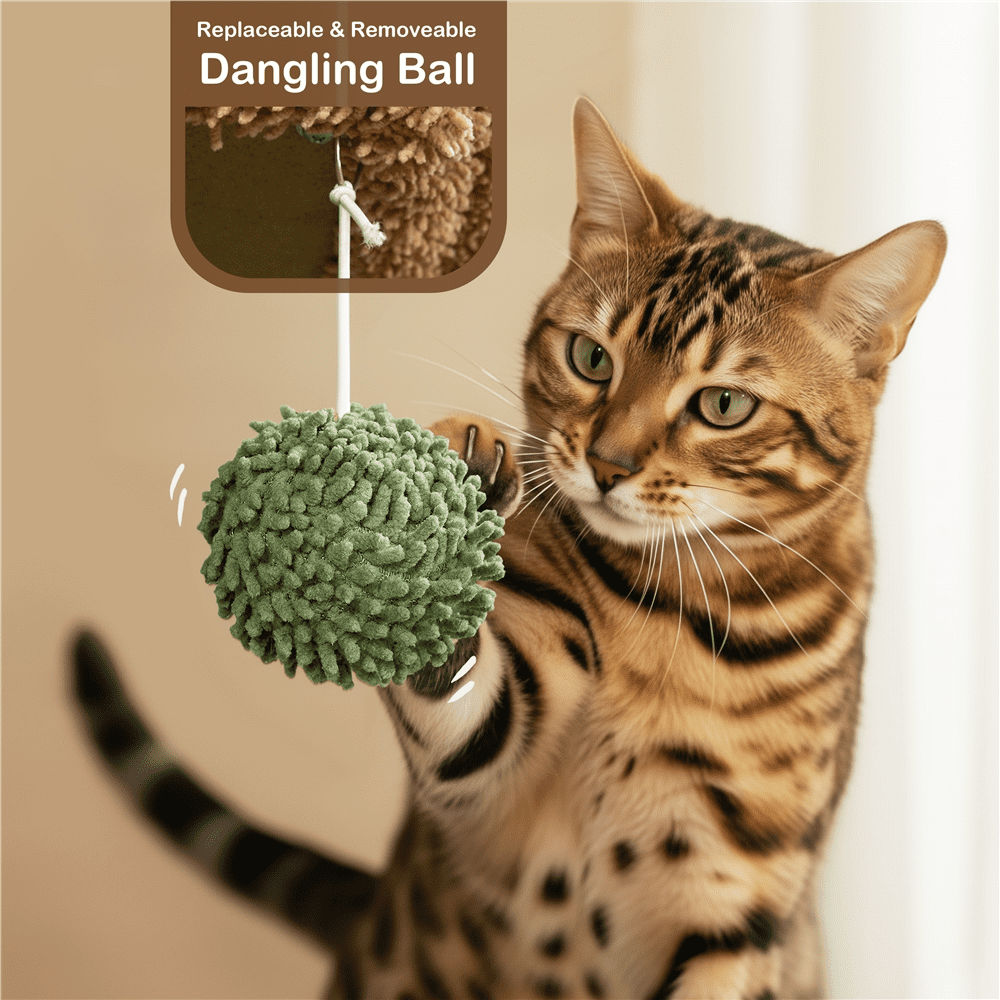 Yaheetech 42" Height Cactus Cat Tree with Scratching Posts, Basket & Ladder, Green/Brown