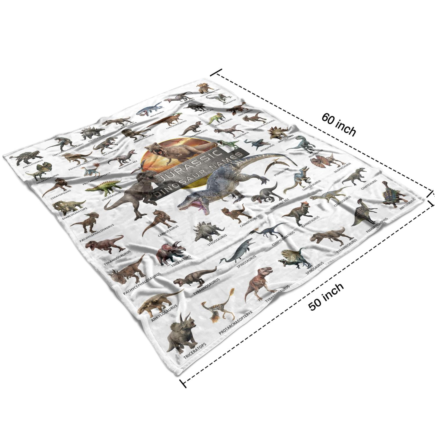 Dinosaur Throw Blanket for Boys - Jurassic Dino World Park Kids Blanket - Christmas Gift Decor for Boys, Jurrassic Dinosaur Thanksgiving Day Gifts Soft Flannel Sofa Bed Throw Blanket 60 X 50 Inch