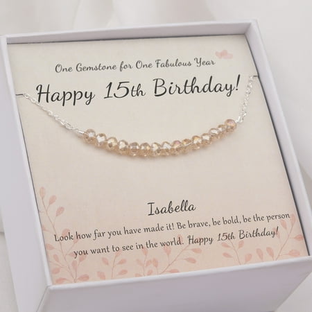Anavia 15th Birthday Gift for Girl 925 Sterling Silver 15 Beads Necklace With Card Gift for 15 Year Old Girl Quinceanera Gifts for Girls