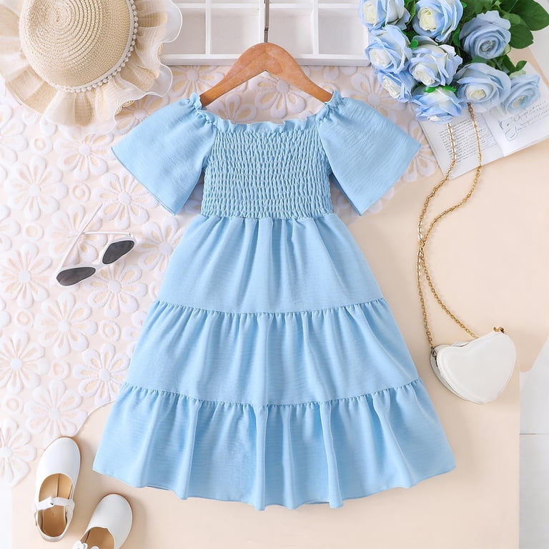 comfortable princess dress toddler Swuxness Girl's Casual Sleeveless Princess Dress, Toddler Dresses, Kids Girl Solid Color Crew Neck Elastic Bust Comfortable Lightweight Soft Dress