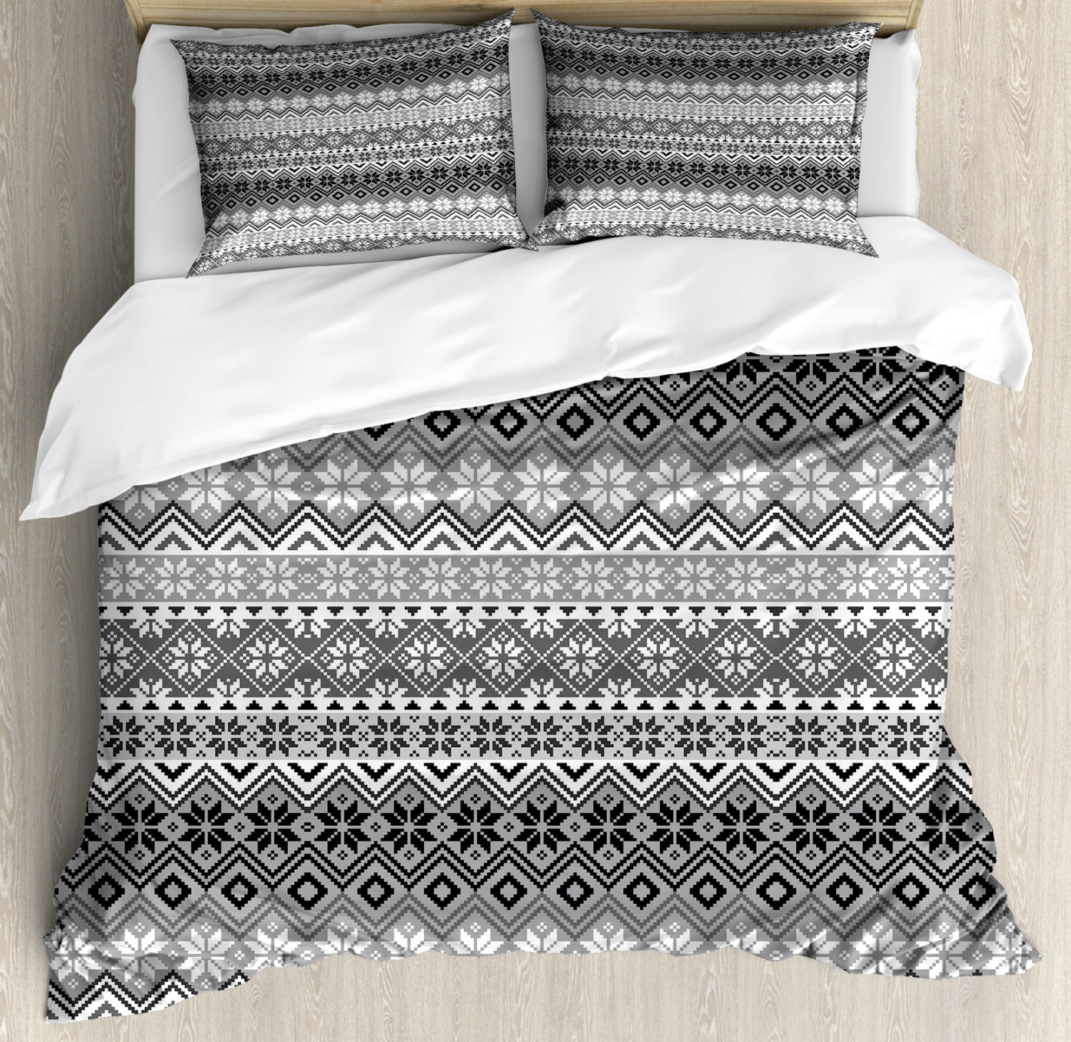 Nordic Floral Flannel 100% Brushed Cotton Thermal Duvet Cover Sets Bedding Sets 