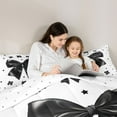 thumbnail image 5 of Castle Fairy Black Ribbon Bow Bedding Comforter Set 2pcs for Boys Girls,Kawaii Stars Print Twin Comforter Sets Microfiber,Dreamy Princess Breathable Bedding Set,Lightweight Room Decor,Reversible, 5 of 8