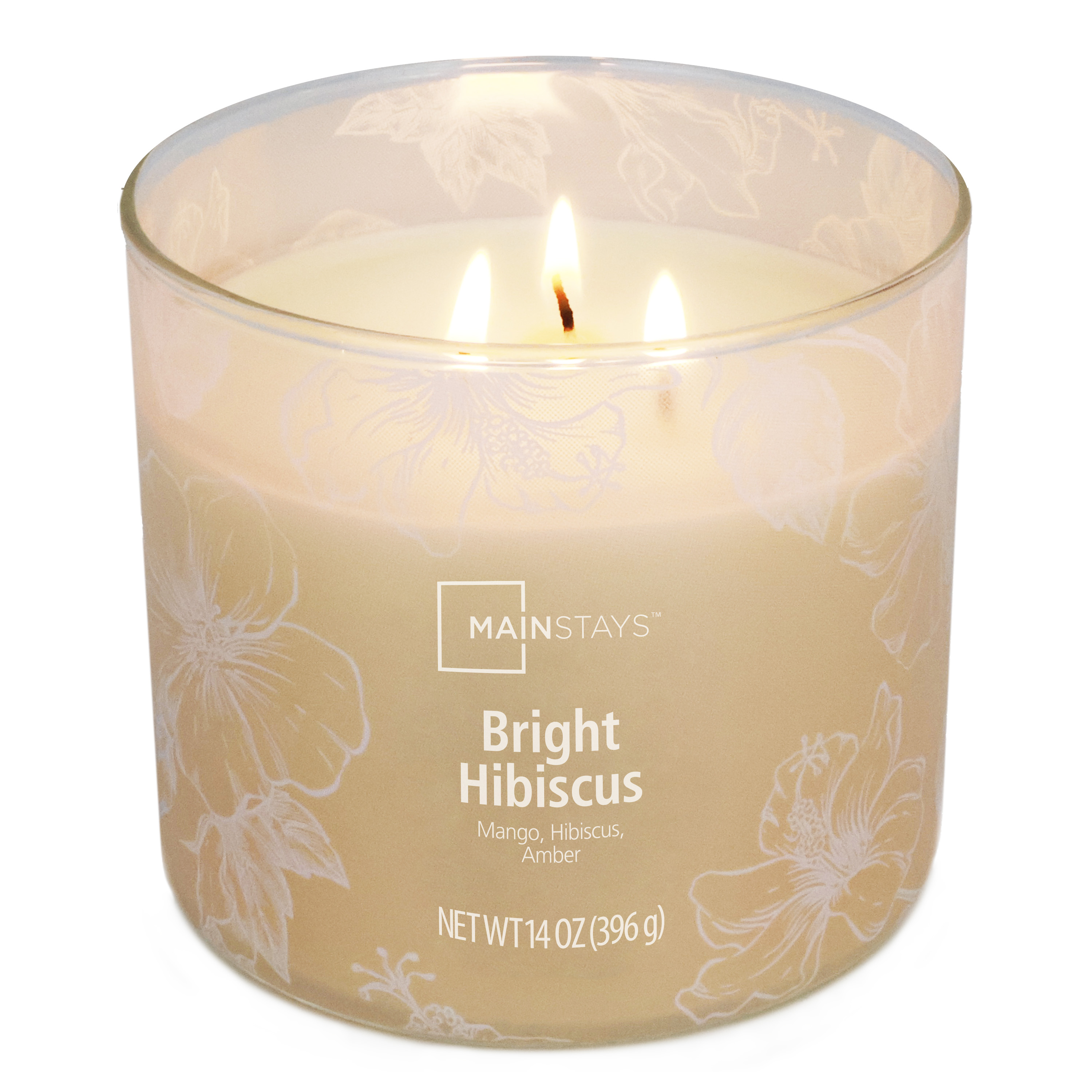 Mainstays 3-Wick Ombre Wrap Bright Hibiscus Scented Candle, 14 oz