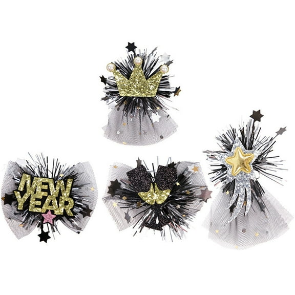 LOLIPPYY 4Pcs Chinese New Year Hair Clip Decorative Hair Accessories Black for New Year Party