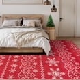 thumbnail image 2 of BERTHMEER Red&White 8x10 ft Christmas Area Rugs,Soft Bedroom Rugs,Washable Dining Room Rugs,Traditional Boho Snowflake Pattern Decorative Carpet, 2 of 5