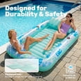 thumbnail image 6 of SLOOSH Inflatable Tanning Pool Lounger Float, 85" x 57" Extra Large Suntan Sun Tan tub for Adults, Tanning chair, Bed Blow up, Raft Lounge Floatie,XL-Cyan White, 6 of 10