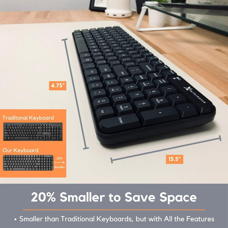 Macally X9 Performance Small Wireless Keyboard - 20% Reduction in Size -  Minimalistic Full Size Wireless Keyboard with 102 Keys and Number Pad -  Save Space with a 2.4Ghz RF Compact Keyboard