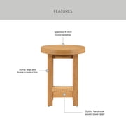 Better Homes & Gardens Vista Woven Coastal End Table, 18 in Round, Light Honey