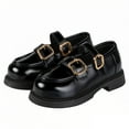 thumbnail image 6 of Nmnitkp Girls Dress Shoes British Style Double Buckle Loafers, PU Leather Chunky Sole Shoes, Non-Slip Soft Sole School Uniform Shoes for Boys & Girls (Spring & Fall) Black,3-3.5Years, 6 of 6