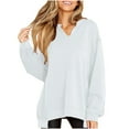 thumbnail image 2 of Xysaqa Women's Casual V-Neck Tunic Sweatshirt Long Sleeve Oversized Pullover Tunic Tops Shirt S-XXL, 2 of 7
