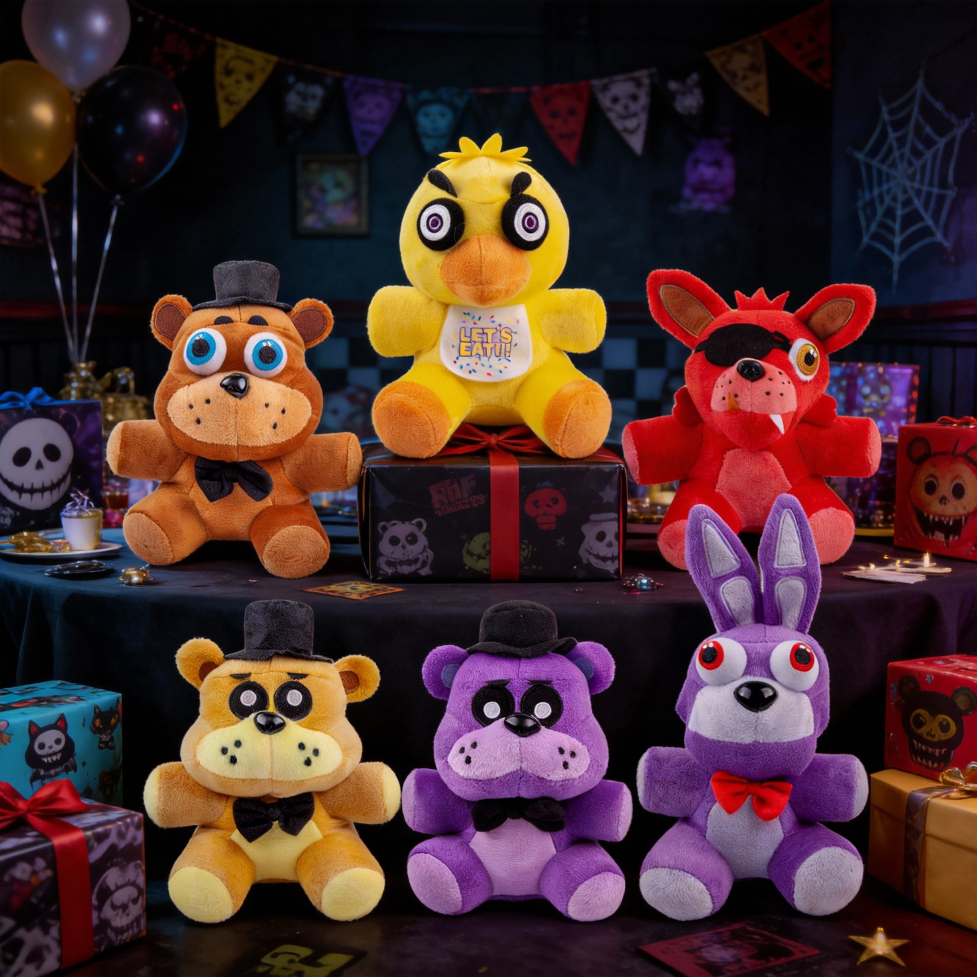 FN-AF Themed Plush Stuffed Animals - Choose 4 or 6-Piece Collectible Series Set (Classic/Twist/VR) - Soft Plush Toys for Fans