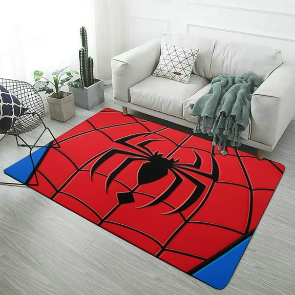 Red Spider Web Black Cartoon Carpet for Home Decoration Soft Comfy Rugs for Bedroom Living Room Bathroom Entrance Non-slip Comfort Mat