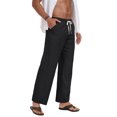 thumbnail image 4 of GIRUNS Men's Casual Pants Elastic Waist Lightweight Drawstring Trousers Summer Beach Pants Black S, 4 of 7