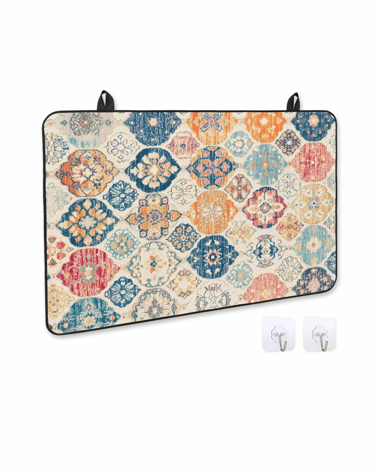 nqOlkjepod Large Induction Cooktop Protector Mat 24"x21", Boho Morocco Stove Top Covers for Electric Stove, Retro Farmhouse Ethnic Neutral Aesthetic Stove Burner Cover Mats, Glass Top Stove Cover