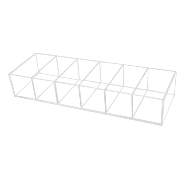 1 caja de almacenamiento de cosméticos de acrílico transparente estratificado, tipo cajón, organizador de tocador de escritorio, soporte de maquillaje desmontable con 6 rejillas.