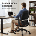 thumbnail image 3 of COLAMY Aether Ergonomic Mesh Office Chair, One-Touch Easy Adjust Managerial Desk Chair with Levitating Seat Cushion & Pilot-Level Sync Armrests, 300 LBS Mid Back Mesh Computer Chair, Brown, 3 of 13