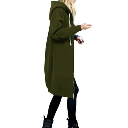 Womens Long Sleeve Zip Up Hooded Hoodie Jacket Jumper Cardigan Coat Outwear Overcoat Plus Size S-5XL