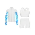 thumbnail image 4 of Miutii Kids Girls 3 Piece Dance Outfits Cross Back Crop Top and Shorts with Full Zipper Jacket Set White 16, 4 of 9