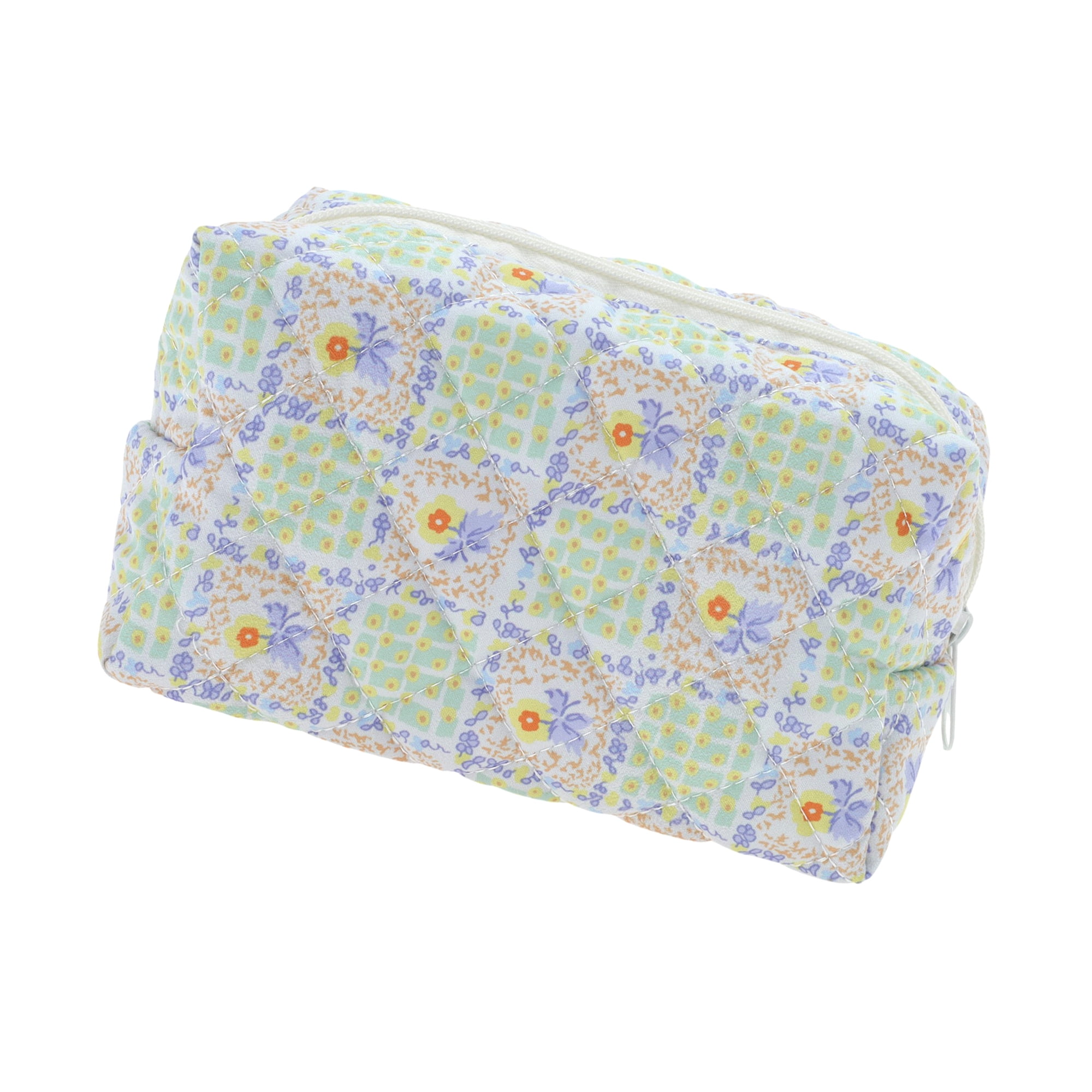Unique Bargains Floral Quilting Makeup Bag Green 1 Pc for Travel and Storage
