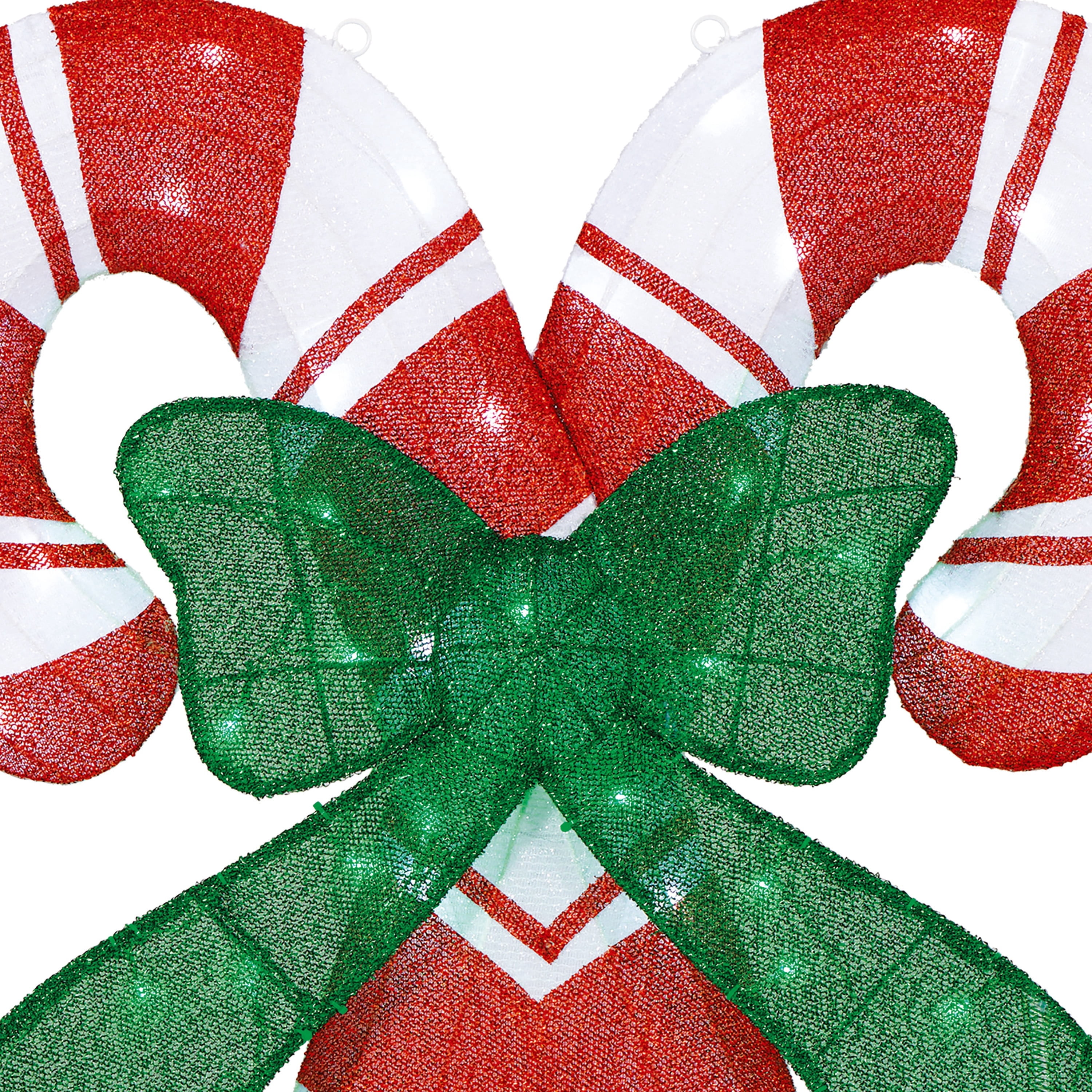 Indoor/Outdoor Light-Up Tinsel Candy Cane Christmas Decoration with 60 Twinkling LED Lights, Warm White, 36", by Holiday Time