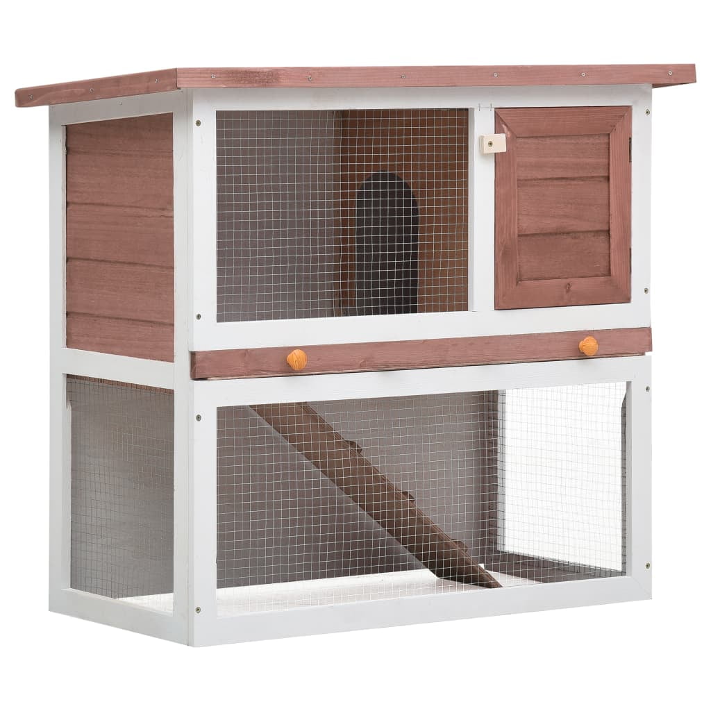 vidaXL Rabbit Hutch Bunny Cage House with Pull Out Tray Ramp Solid Pine Wood