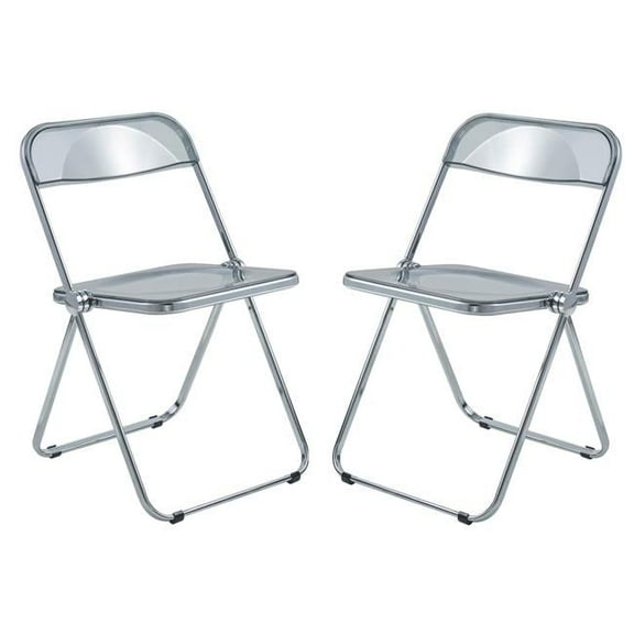 30 x 19 x 18.5 in. Lawrence Acrylic Folding Chair with Metal Frame, Transparent Black - Set of 2