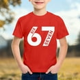 thumbnail image 2 of Funny Six Seven 67 Shirt Kids Boys Girls Short Sleeve Tops Casual Daily Wear Fashion T Shirts Red & 10-11 Years, 2 of 4